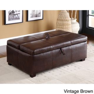 Vintage Brown Furniture of America Kaya Bicast Leather Ottoman Sleeper