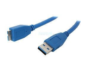 Link Depot MUSB30 3 MICRO 3 ft. Blue USB 3.0 Type A Male to Micro Male Cable