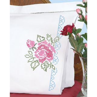 Jack Dempsey XX Roses Stamped Pillowcases With White Perle Edge