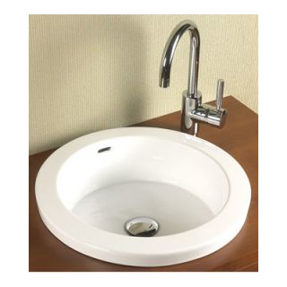 Round Semi Recessed Ceramic Vessel Bathroom Sink with Overflow