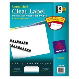 Avery Clear Label Index Divider, Eight Tab, 5 Sets/Pack   Office