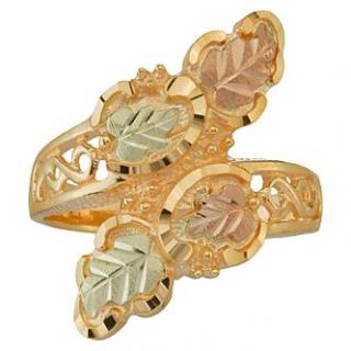 Black Hills Gold Tricolor 10K Gold Ladies Bypass Ring