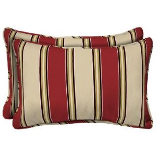 Hampton Bay Wide Chili Stripe Rectangular Outdoor Lumbar Pillow (2 Pack) JE21121B D9D2