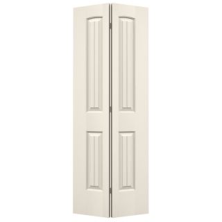 ReliaBilt (Primed) Hollow Core 2 Panel Round Top Plank Bi Fold Closet Interior Door (Common 30 in x 80 in; Actual 29.5 in x 79 in)