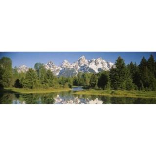 Reflection of a snowcapped mountain in water, Near Schwabachers Landing, Grand Teton National Park, Wyoming, USA Poster Print by Panoramic Images (27 x 9)