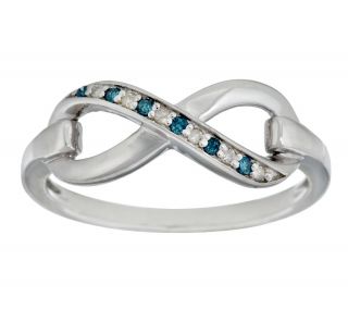 Blue and White Infinity Diamond Ring, Sterling, by Affinity —