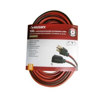 Husky 100 ft. 16/3 SJTW Extension Cord, Red and Black AW62669