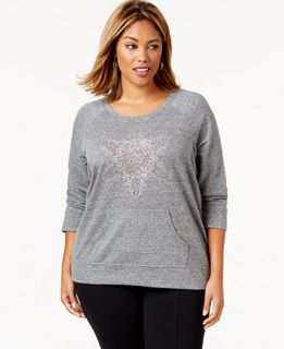 Style & Co. Sport Plus Size Long Sleeve Snowflake Print Top, Only at
