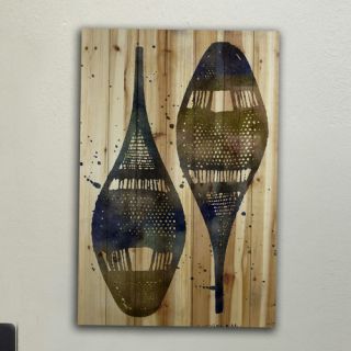 Snow Shoes Graphic Art on Wood Planks in Natural by Marmont Hill