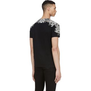 Alexander McQueen Black & Beige Lace Print T Shirt