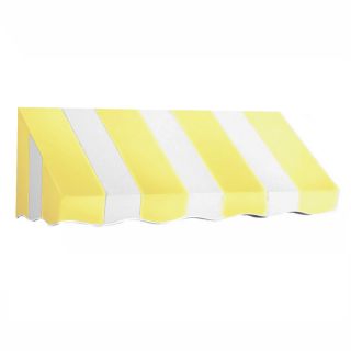 Awntech 124.5 in Wide x 24 in Projection Yellow/White Stripe Slope Window/Door Awning