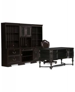 Goodwin Ebony 8 Pc. Home Office Set (Desk, Chair, 2 Hutches, Door