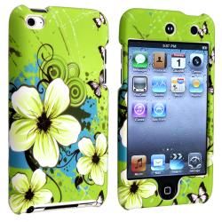 INSTEN Green Flower Snap on Rubber iPod Case Cover for Apple iPod