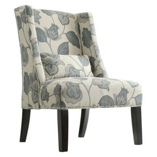 Inspire Q Lennox Wingback Nailhead Accent Chair   Blue Floral
