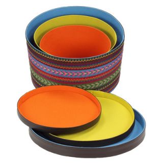 Piece Hat Box Set with Faux Leather Lids by Household Essentials