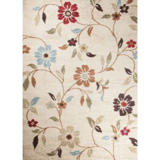 Concord Global Trading Origins Flowers Ivory 6 ft. 7 in. x 9 ft. 3 in. Area Rug 08826