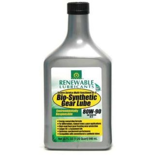 RENEWABLE LUBRICANTS 82131 Gear Oil, Bio Synthetic, 1 Qt., 80W90