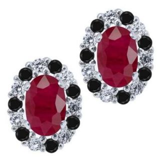 1.56 Ct Oval Red Ruby 925 Sterling Silver Earrings with Jackets