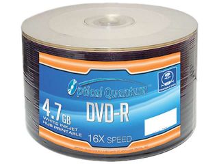Optical Quantum 4.7GB 16X DVD R White Inkjet Hub Printable 50 Packs Disc Model OQDMR16WIPH 50SP
