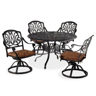 Home Styles Floral Blossom 5 Piece Charcoal Aluminum Patio Dining Set