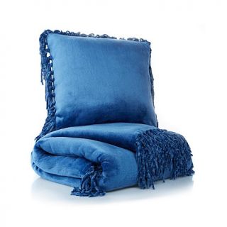 Soft & Cozy Fringe Throw and Pillow   7804981