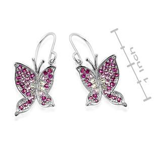 ParisJewelry  1 Carat Genuine Pink Sapphire Butterfly Earrings in