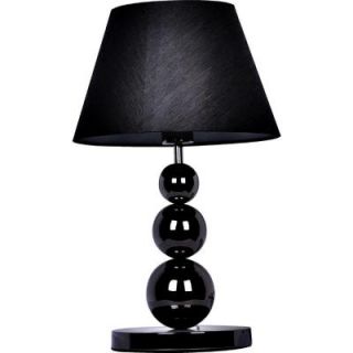 Elegant Designs 19.29 in. Pearl Black Metal Three Tier Ball Lamp with Fabric Shade LT1022 BLK