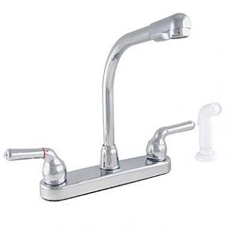 LDR Industries 2 Handle Kitchen Faucet with Hi Rise Spout and Spray in