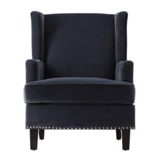 Home Decorators Collection Vincent Navy Fabric Wing Back Arm Chair 0947200700