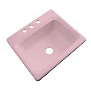 Thermocast Rochester Drop In Acrylic 25 in. 3 Hole Single Bowl Kitchen Sink in Dusty Rose 25362