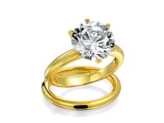 Bling Jewelry Round 3.5ct Solitaire CZ Gold Plated Engagement Wedding Ring Set