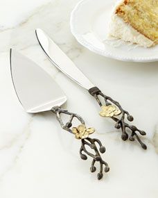 Michael Aram Gold Orchid Wedding Cake Knife & Server