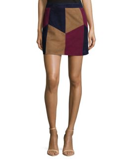 LaMarque Kewa Patchwork Suede Skirt, Multi Colors