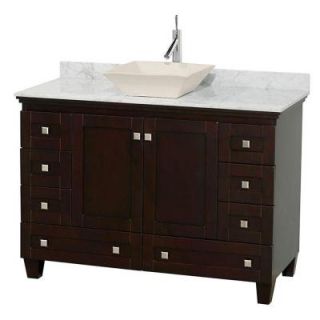 Wyndham Collection Acclaim 48 in. W Vanity in Espresso with Marble Vanity Top in Carrara White and Bone Sink WCV800048SESCMD2BMXX