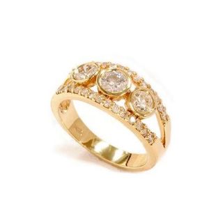 2 1/10ct Gold Three Stone Diamond Ring 14K Gold