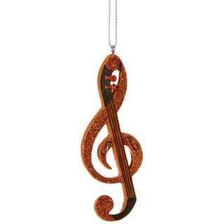 Glamour Time Bright Orange String Treble Clef Musical Note Christmas Ornament 4.25"