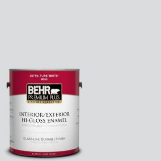 BEHR Premium Plus 1 gal. #N530 1 Pixel White Hi Gloss Enamel Interior/Exterior Paint 805001