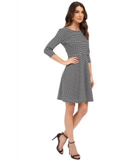 Donna Morgan 3/4 Sleeve Wavy Knit Fit and Flare Dress