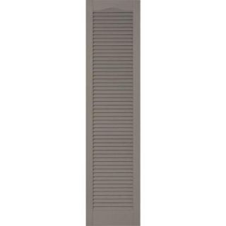 Ekena Millwork 12 in. x 31 in. Lifetime Vinyl Custom Cathedral Top All Open Louvered Shutters Pair Clay LL5C12X03100CL