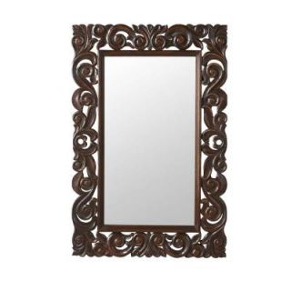 Home Decorators Collection Padma Mango 36 in. H x 24 in. W English Oak Wood Carved Framed Mirror 1469600930