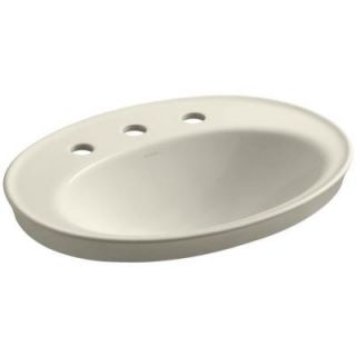 KOHLER Serif Ceramic Drop In Bathroom Sink in Almond with Overflow Drain K 2075 8 47