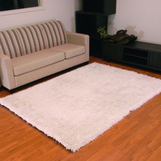 Hand tufted Express Shag Solid White Area Rug (5 x 7)