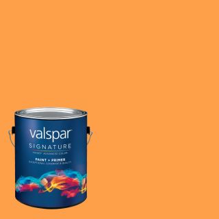 Creative Ideas for Color by Valspar Gallon Size Container Interior Semi Gloss Pre Tinted Orange Crush Latex Base Paint and Primer in One (Actual Net Contents 127.39 fl oz)