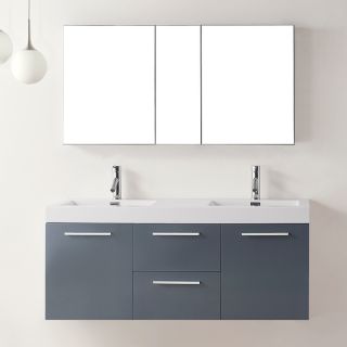 Virtu USA Midori 54 inch Grey Double Sink Bathroom Vanity   16914071