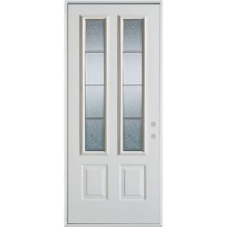Stanley Doors 36 in. x 80 in. Geometric Glue Chip and Brass 2 Lite 2 Panel Prefinished Left Hand Inswing Steel Prehung Front Door 1000ESL2 EGC 36 L