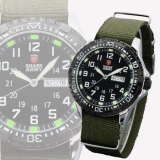 SHARK Army Mens Date Day Display Stainless Steel Case with Nylon Band Black Military Sport Bracelet Watch (with Gift Box) (Father's Day Gift for Dad)