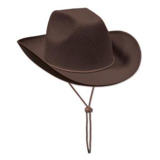 Club Pack of 6 Western Themed Brown Felt Cowboy Hat Costume Accessories