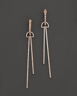 Djula Jewelry 18K Rose Gold Diamond Hanging Line Earrings, .76 ct. t.w.