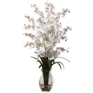 Nearly Natural Dancing Lady Orchid with Vase Arrangement in White 1294 WH