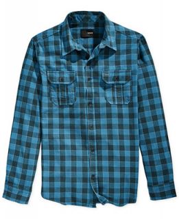 Hurley Westley Plaid Flannel Button Front Shirt   Casual Button Down